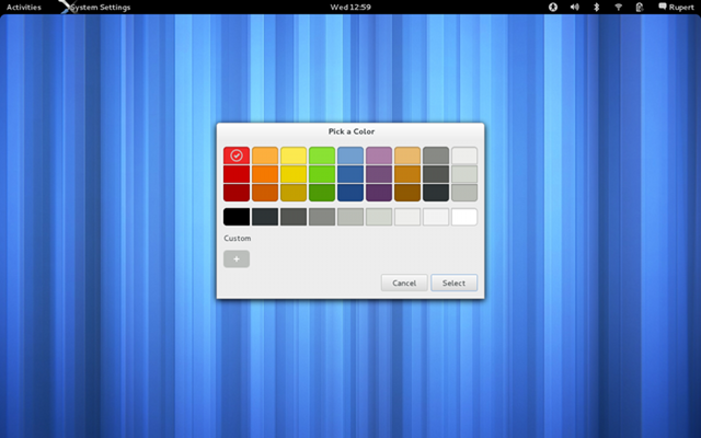 Диалог выбора цвета GNOME 3.4