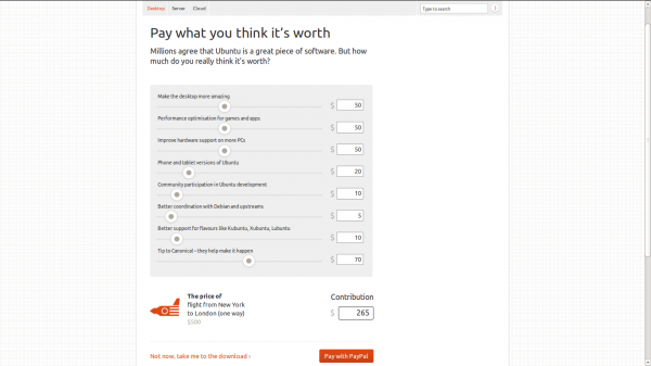 страница пожертвований в Ubuntu