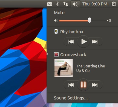 Grooveshark в звуковом меню
