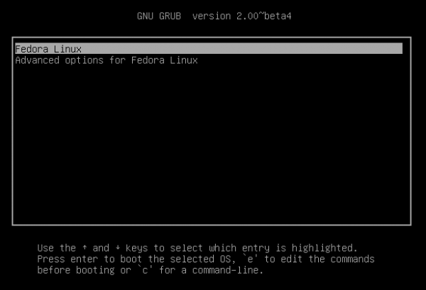 GRUB 2.00 на примере Fedora