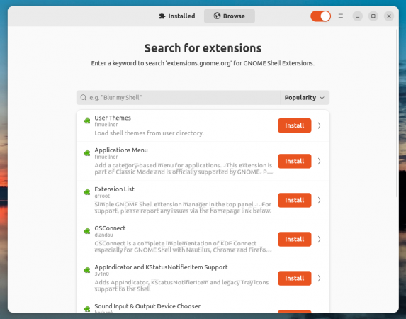 GNOME Extension Manager