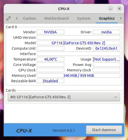 CPU-X - информация о GPU