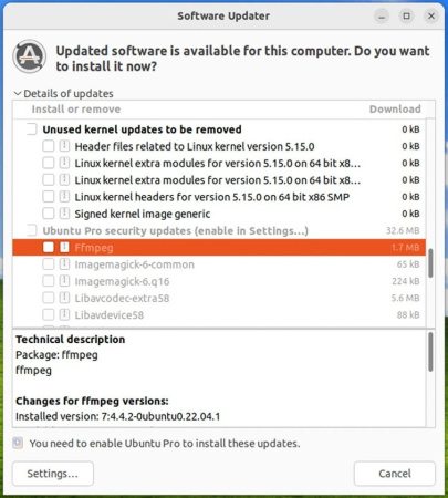 обновления от Ubuntu Pro