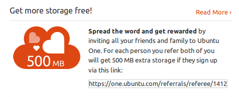 реферральная программа Ubuntu One
